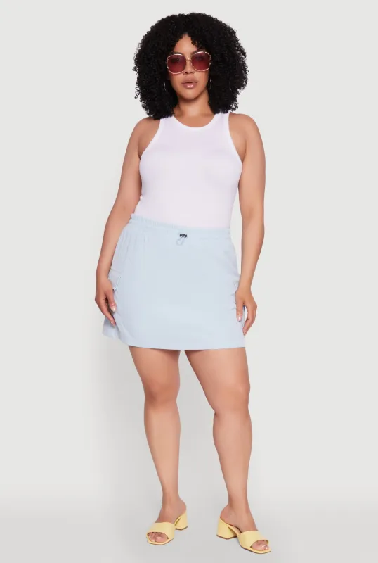 Plus Size Poplin Drawstring Waist Cargo Skort sold by Rainbow
