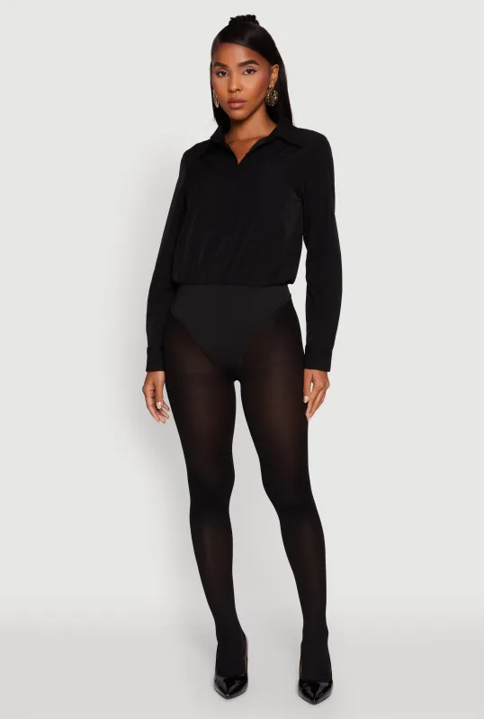 Daisy Collared Button Front Thong Bodysuit sold by Rainbow