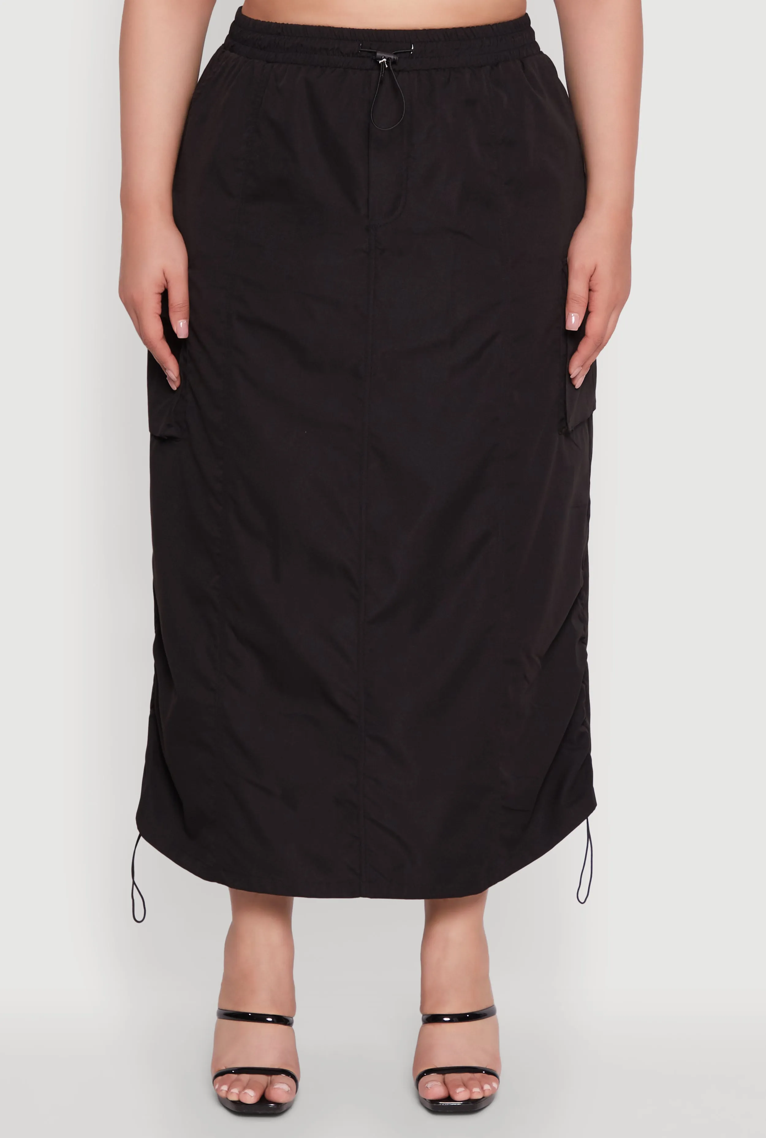 Plus Size Poplin Toggle Drawstring Waist Cargo Skirt sold by Rainbow product image thumbnail 5