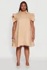 Plus Size Poplin Flutter Sleeve Button Front Shirt Dress sold by Rainbow