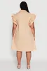 Plus Size Poplin Flutter Sleeve Button Front Shirt Dress sold by Rainbow