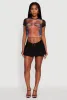 Mesh Graphic Print Crop T-Shirt sold by Rainbow