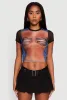 Mesh Graphic Print Crop T-Shirt sold by Rainbow