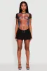 Mesh Graphic Print Crop T-Shirt sold by Rainbow