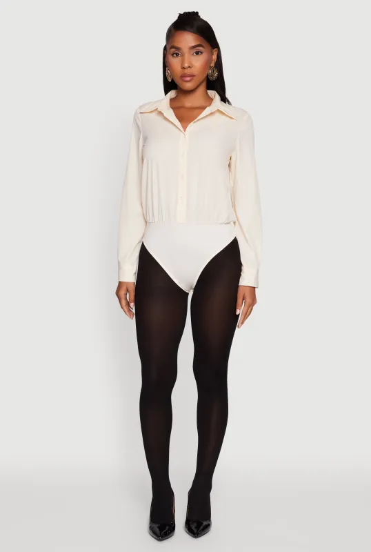 Daisy Collared Button Front Thong Bodysuit sold by Rainbow