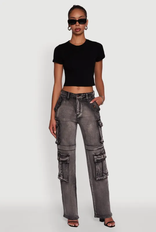 Daisy Mineral Wash Straight Leg Cargo Jeans sold by Rainbow