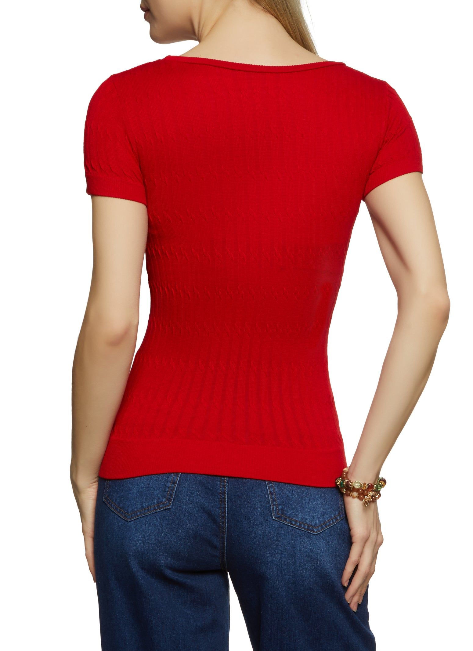 Textured Knit Crew Neck Tee sold by Rainbow product image thumbnail 2