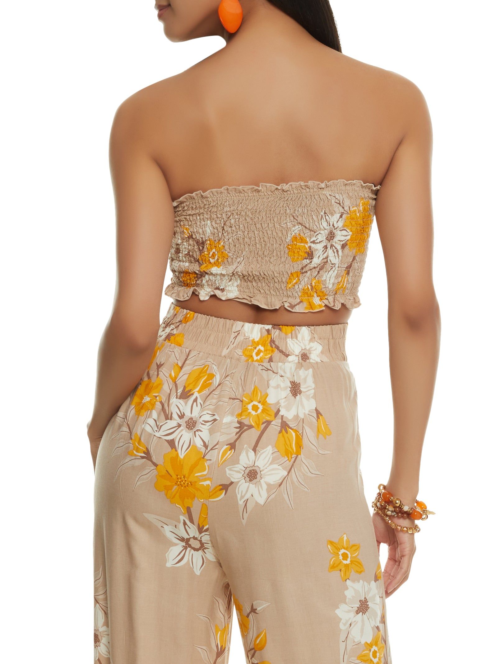 Floral Print Tie Front Smocked Bandeau Top sold by Rainbow product image thumbnail 3