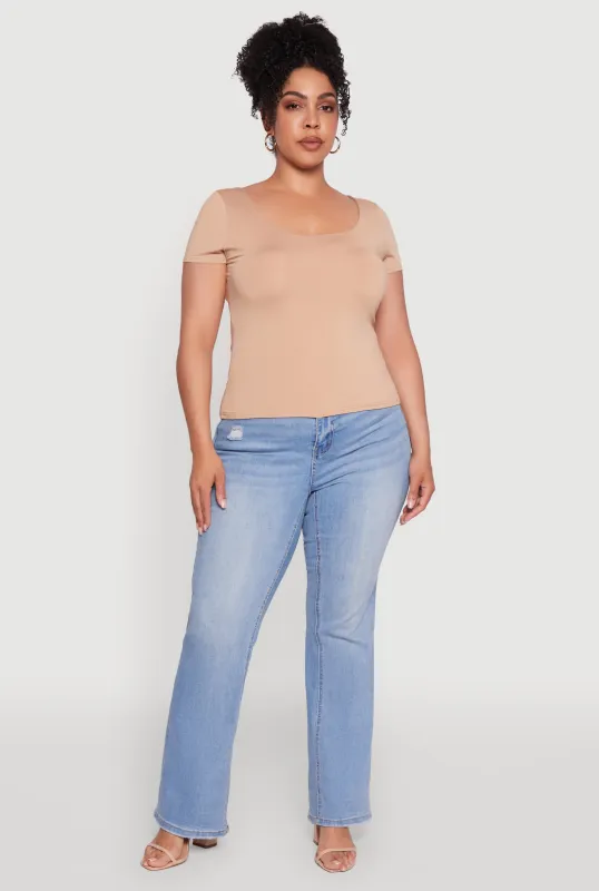 Plus Size Daisy Classic Fit Solid Scoop Neck T-Shirt sold by Rainbow