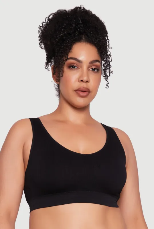 Plus Size Seamless Ribbed Knit Sports Bra sold by Rainbow