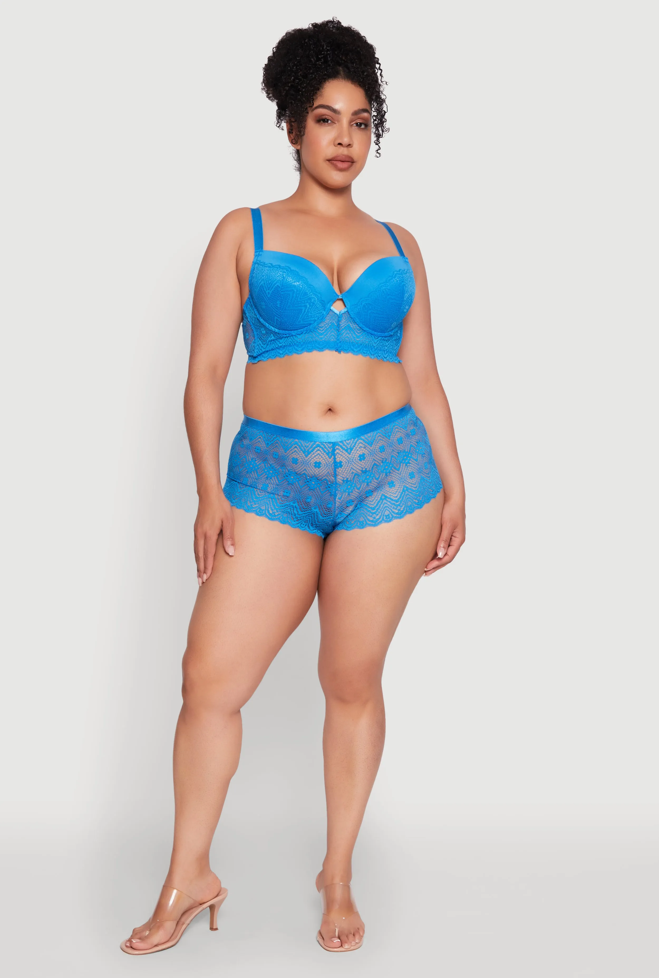 Plus Size Lace Keyhole Push Up Plunge Bra sold by Rainbow product image thumbnail 2