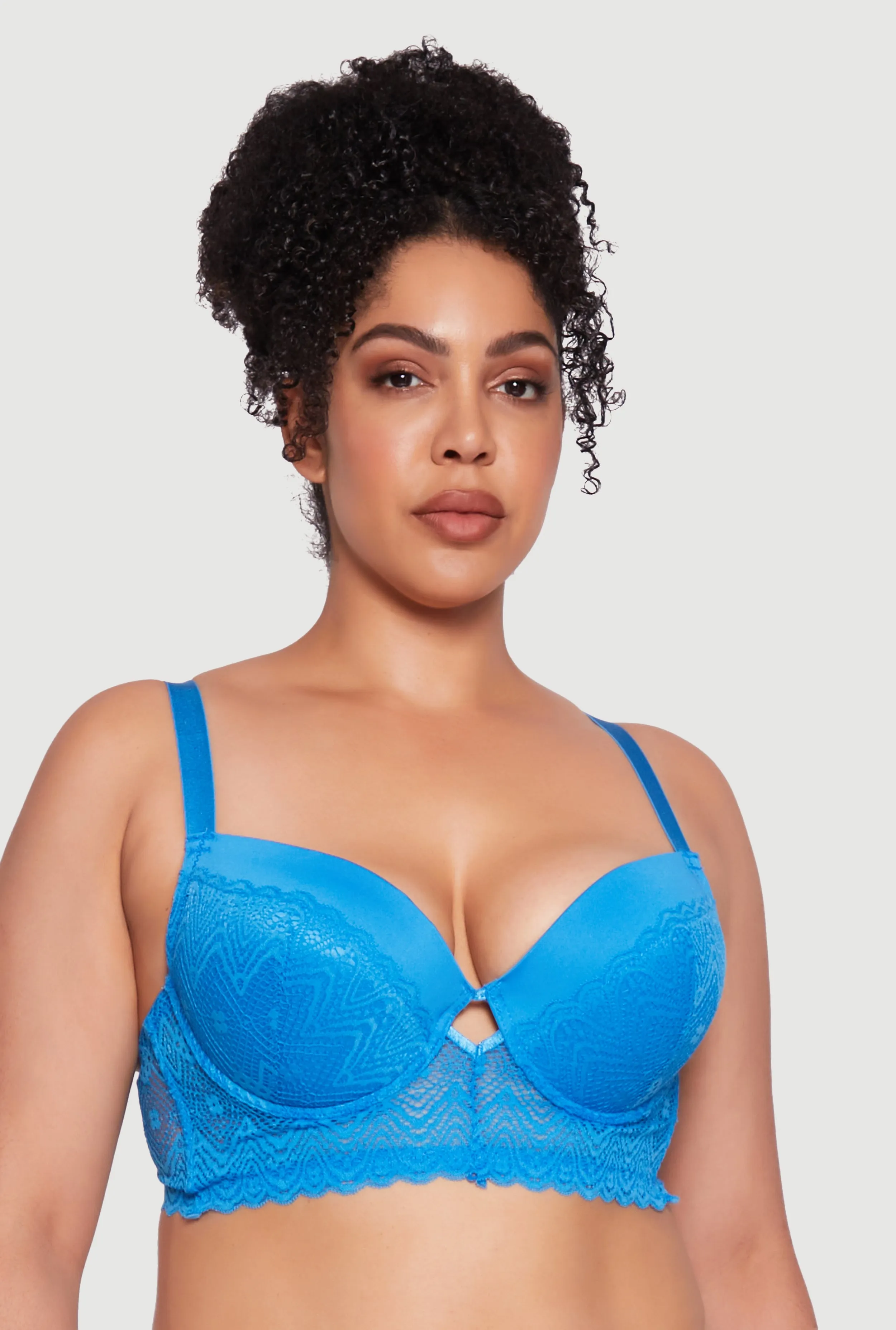 Plus Size Lace Keyhole Push Up Plunge Bra sold by Rainbow
