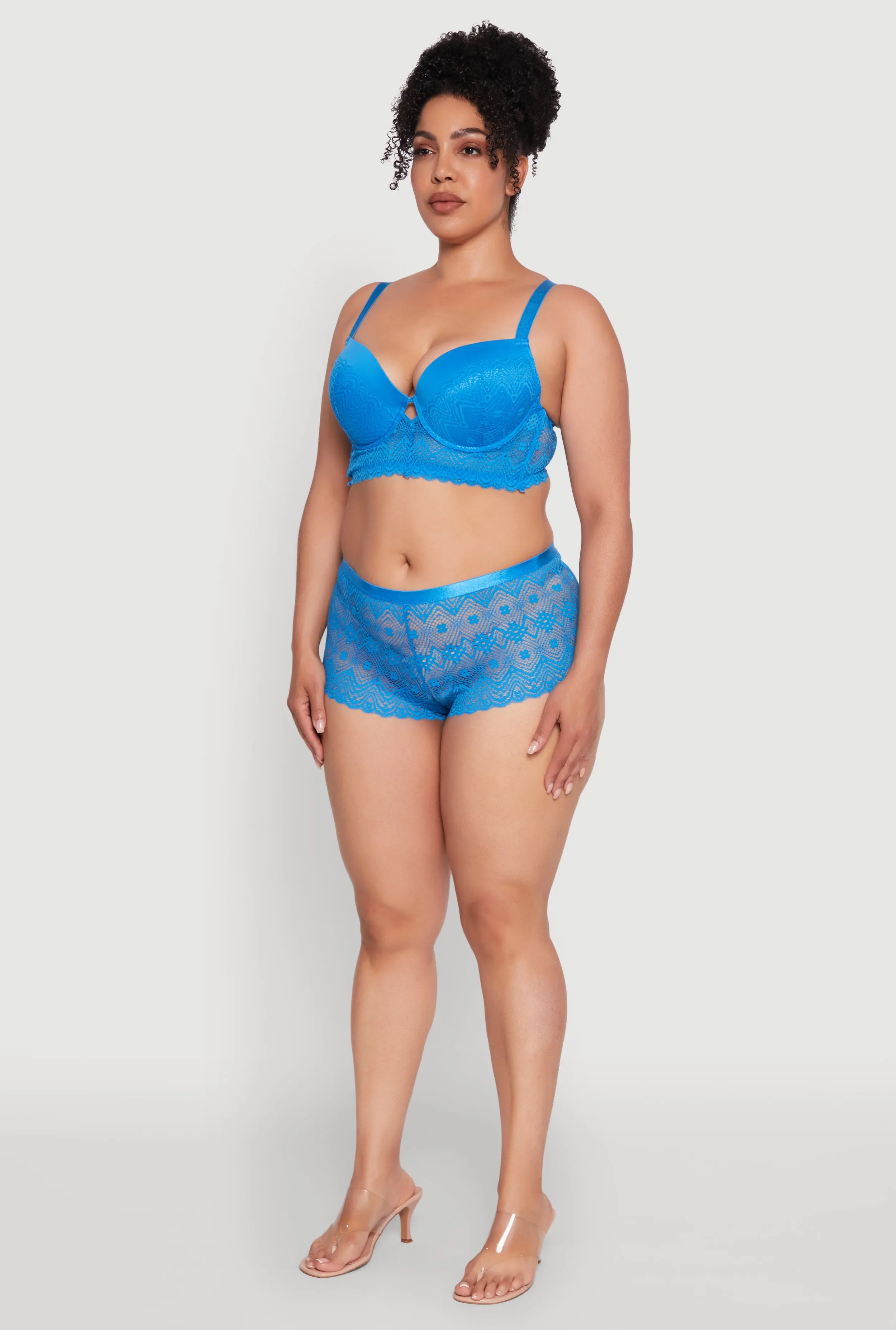 Plus Size Lace Keyhole Push Up Plunge Bra sold by Rainbow product image thumbnail 5