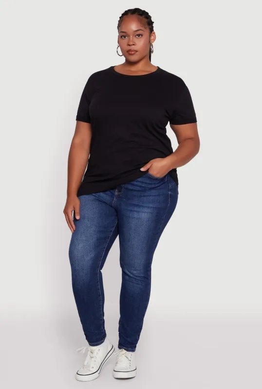 Plus Size Crew Neck Short Sleeve T-Shirt sold by Rainbow