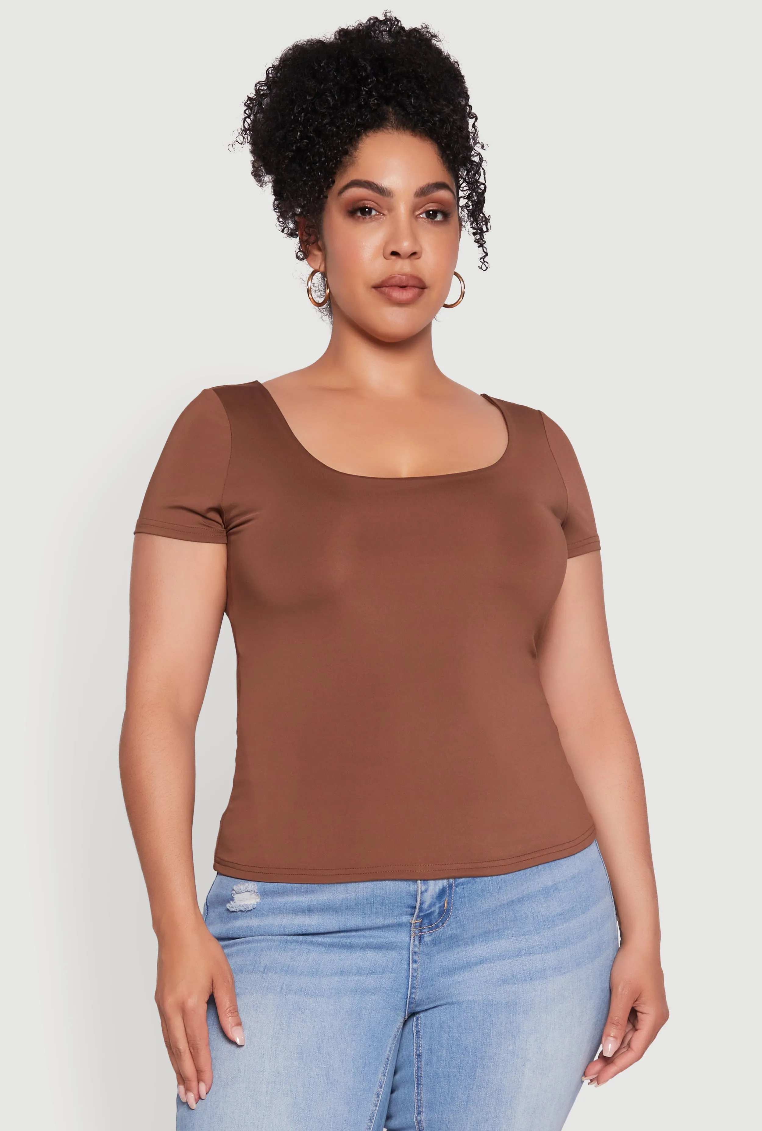 Plus Size Daisy Classic Fit Solid Scoop Neck T-Shirt sold by Rainbow product image thumbnail 2