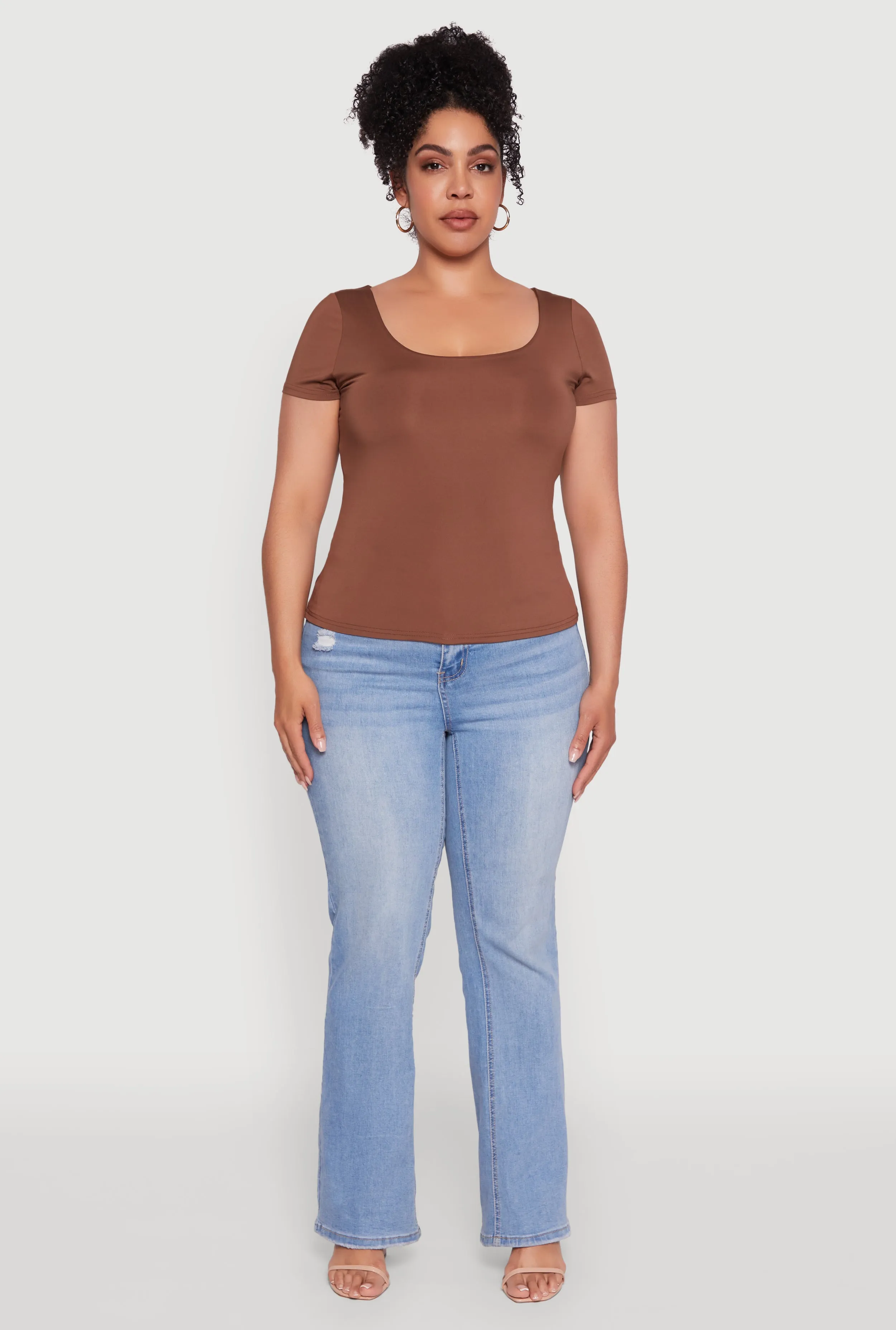 Plus Size Daisy Classic Fit Solid Scoop Neck T-Shirt sold by Rainbow product image thumbnail 3