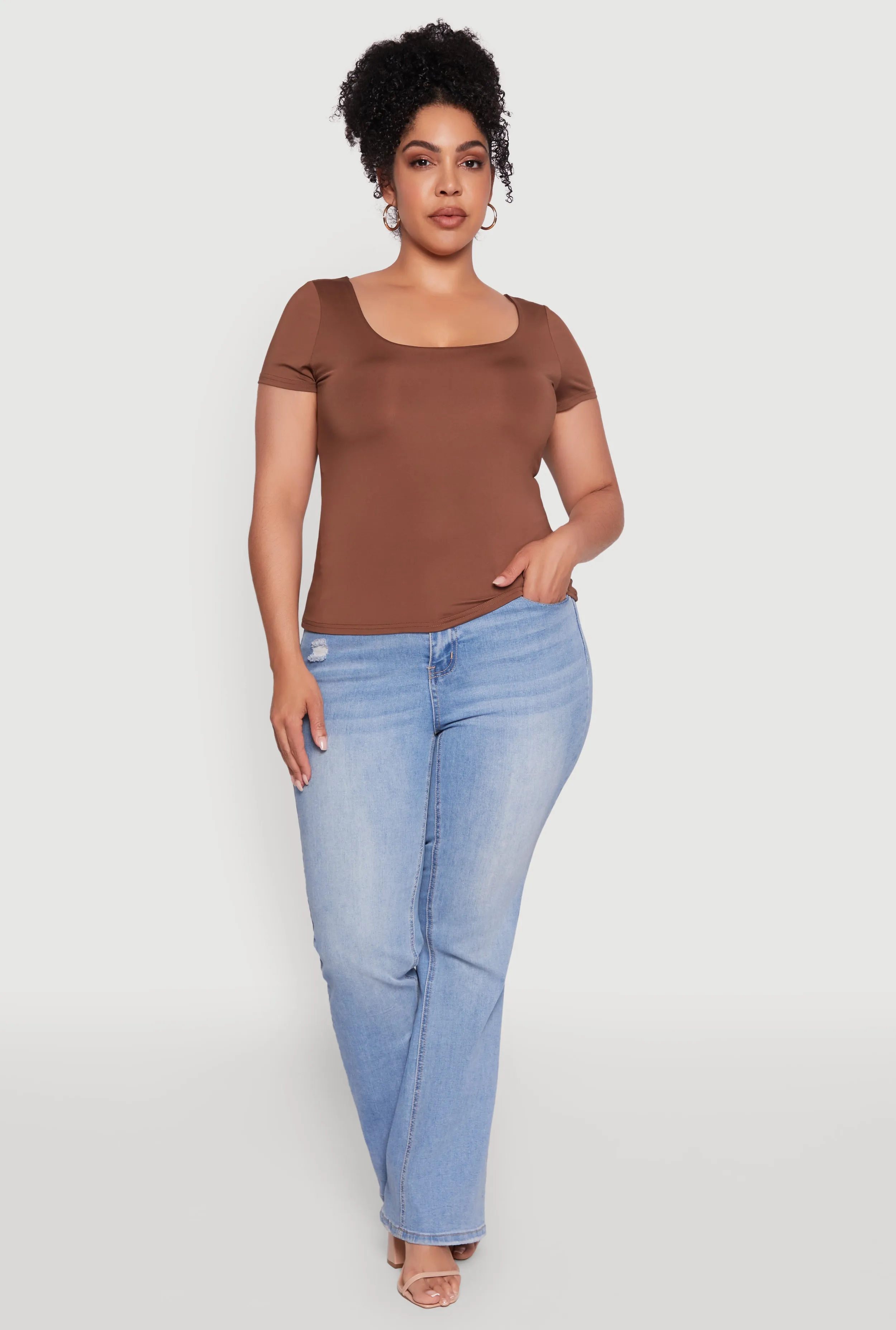 Plus Size Daisy Classic Fit Solid Scoop Neck T-Shirt sold by Rainbow