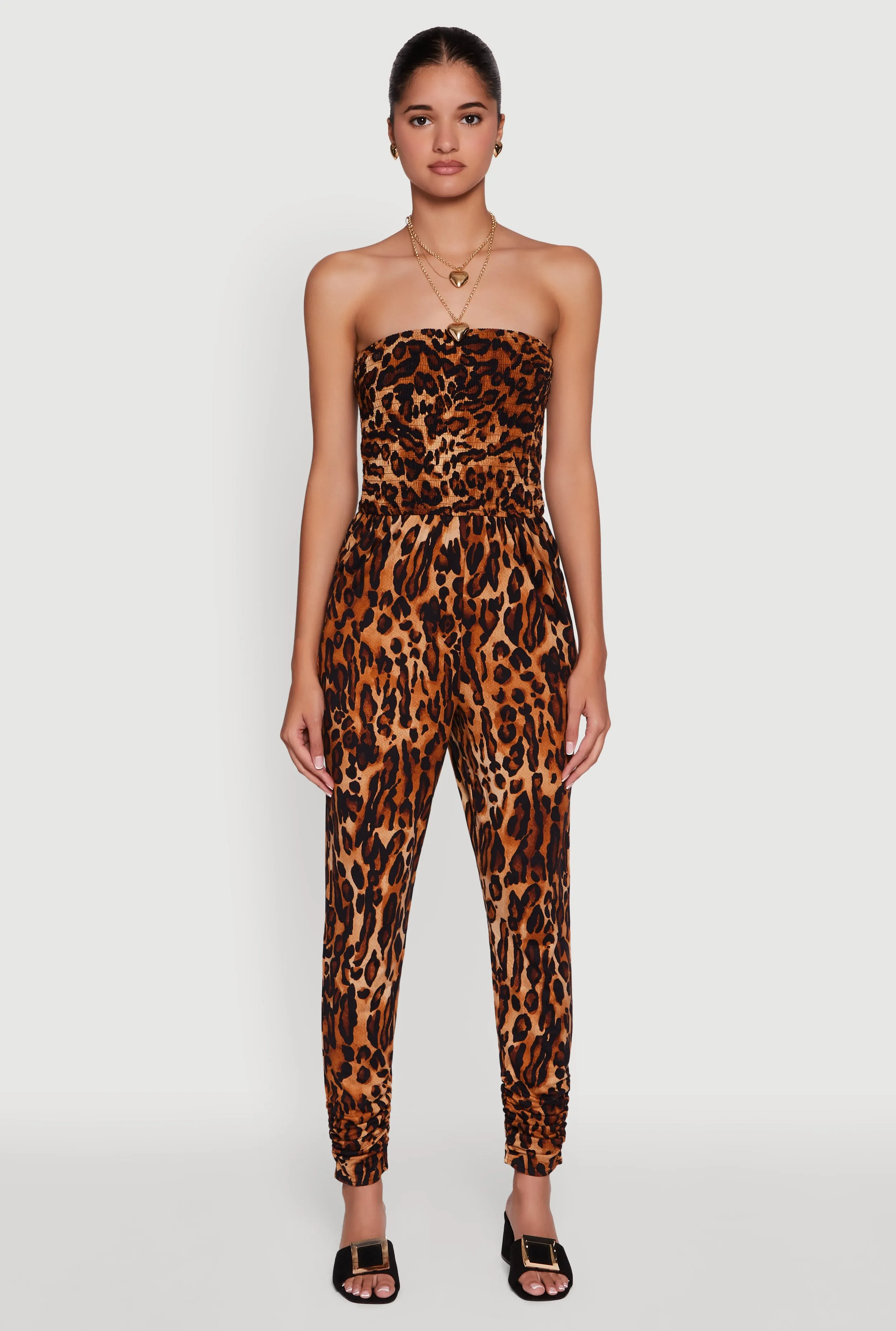 Leopard Print Smocked Tube Jumpsuit sold by Rainbow product image thumbnail 2