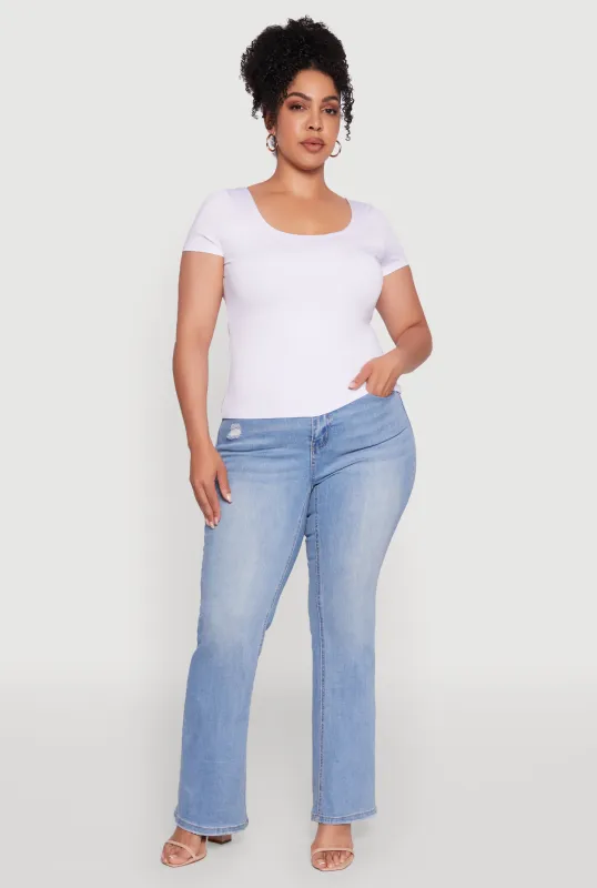 Plus Size Daisy Classic Fit Solid Scoop Neck T-Shirt sold by Rainbow