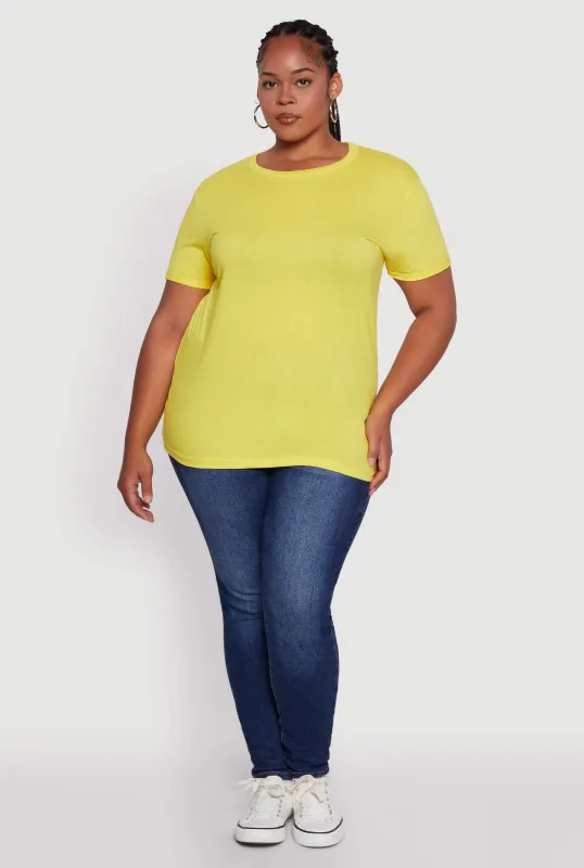 Plus Size Crew Neck Short Sleeve T-Shirt sold by Rainbow