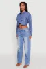 Classic Fit Long Sleeve Cropped Shirt with Flap Pocket sold by Rainbow