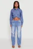 Classic Fit Long Sleeve Cropped Shirt with Flap Pocket sold by Rainbow
