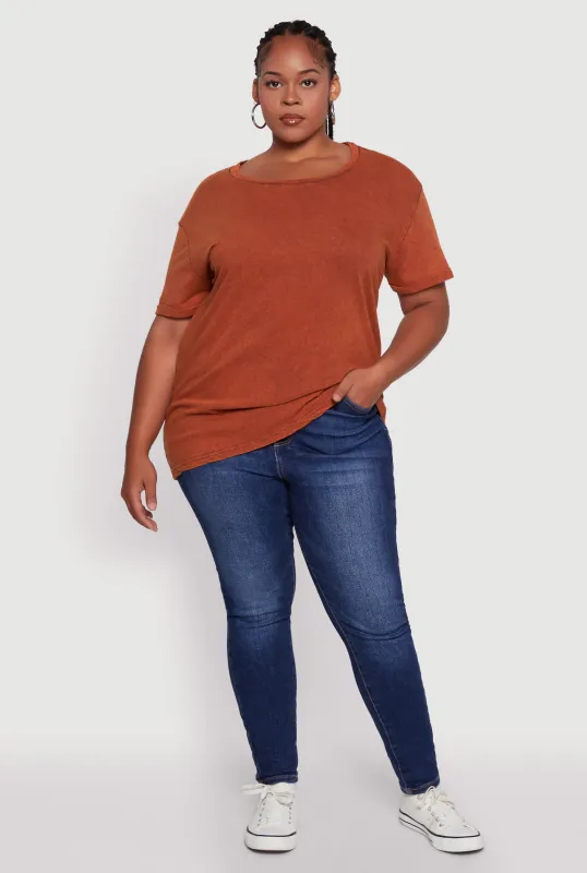 Plus Size Crew Neck Short Sleeve T-Shirt sold by Rainbow