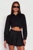 Trendy Pinstripe Detail Cropped Shirt with Flap Pocket sold by Rainbow