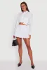 Trendy Pinstripe Detail Cropped Shirt with Flap Pocket sold by Rainbow