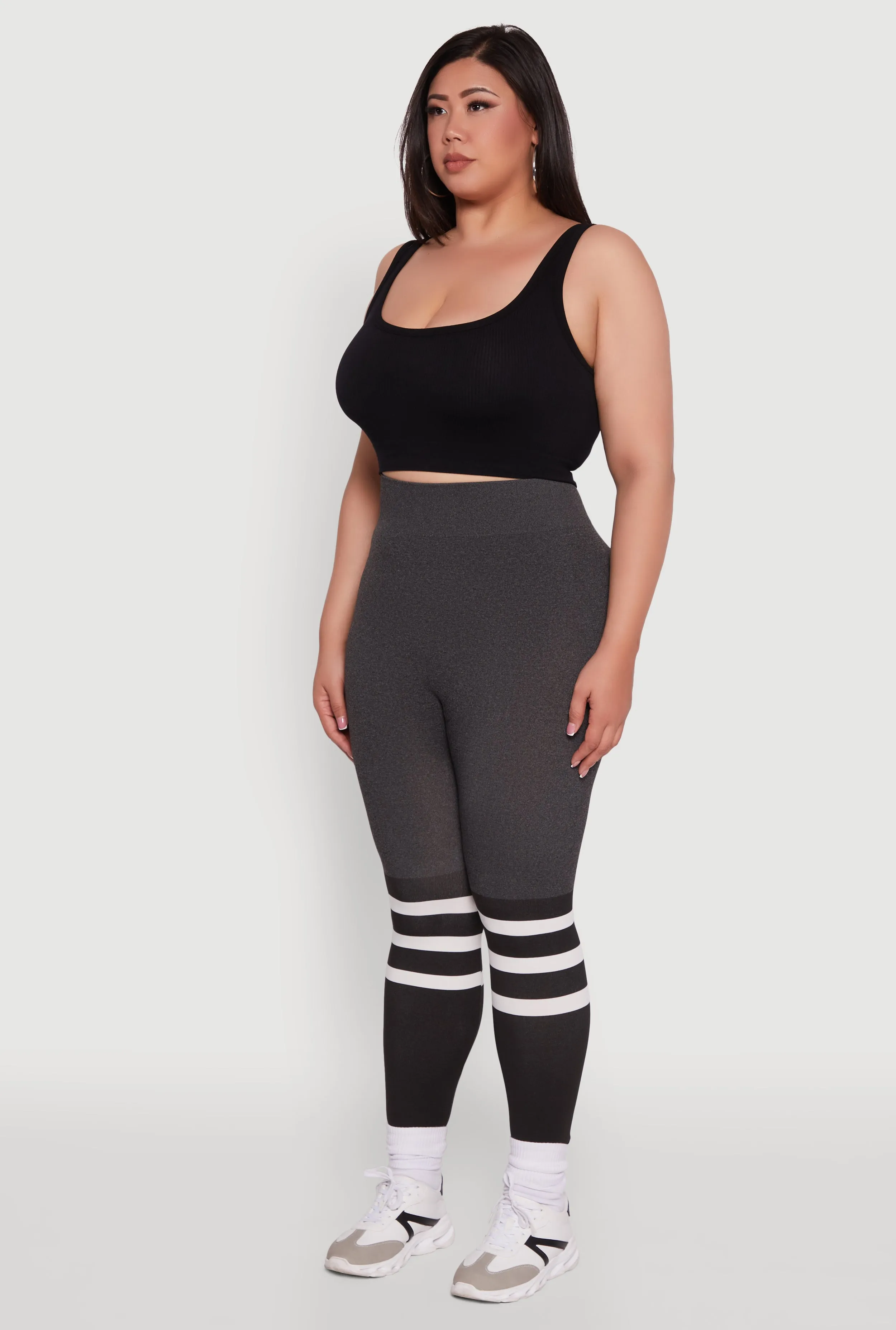 Plus Size Color Blocked Marled Stripe Detail Leggings sold by Rainbow product image thumbnail 3