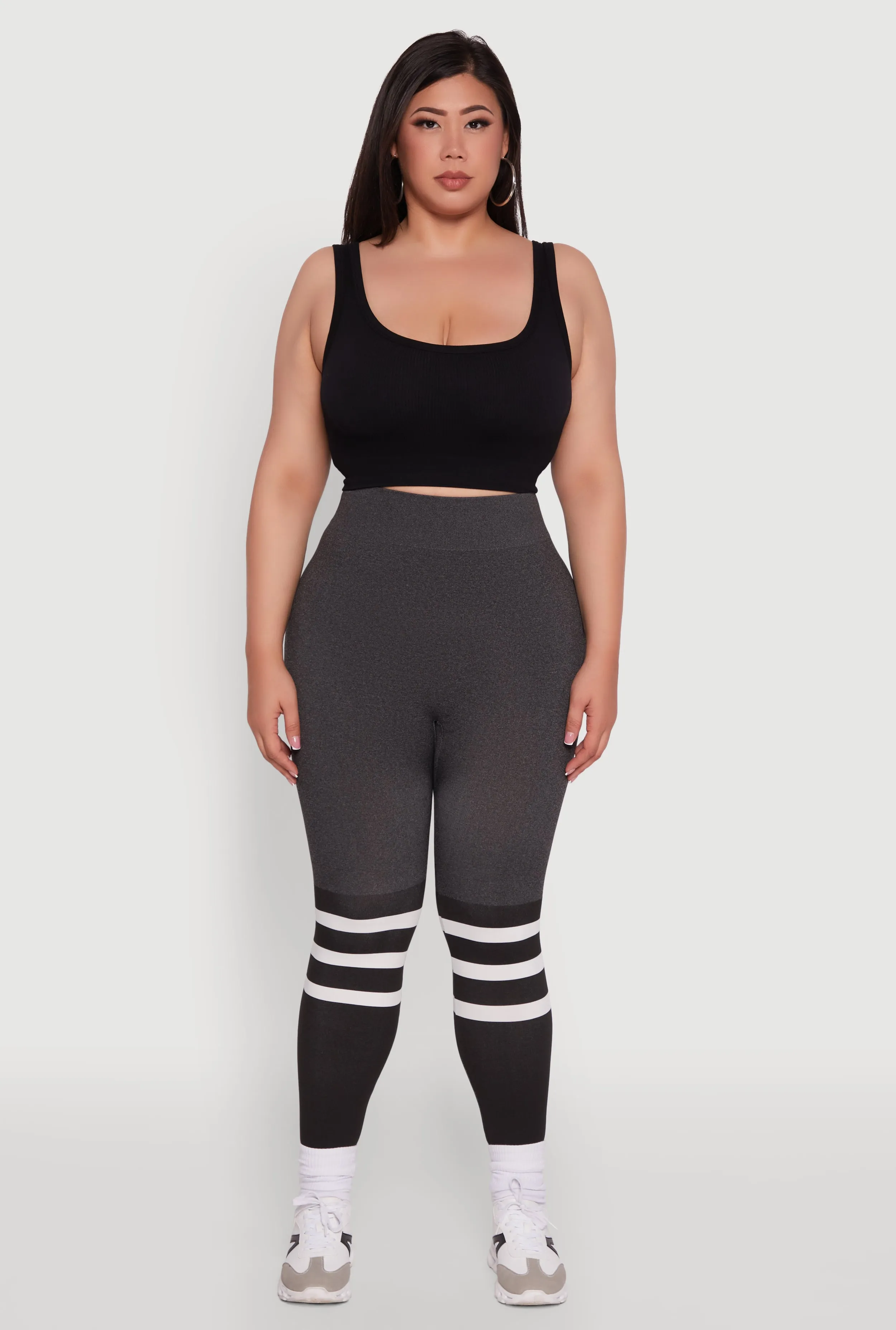 Plus Size Color Blocked Marled Stripe Detail Leggings sold by Rainbow product image thumbnail 2
