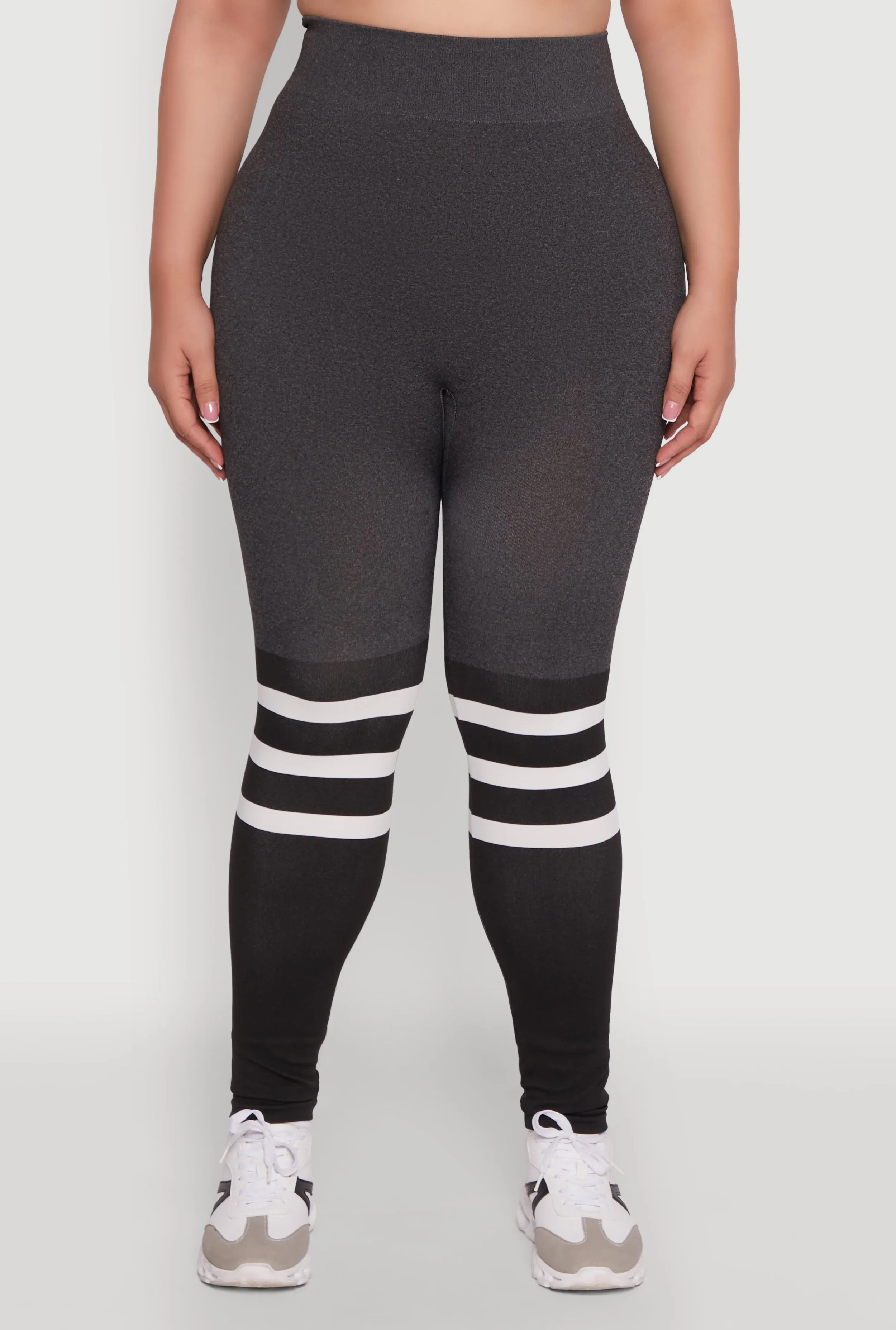 Plus Size Color Blocked Marled Stripe Detail Leggings sold by Rainbow product image thumbnail 5