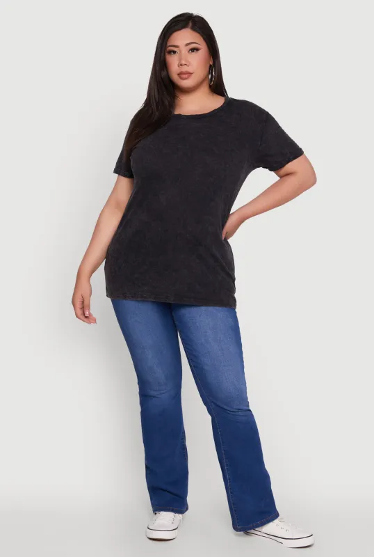 Plus Size Crew Neck Short Sleeve T-Shirt sold by Rainbow