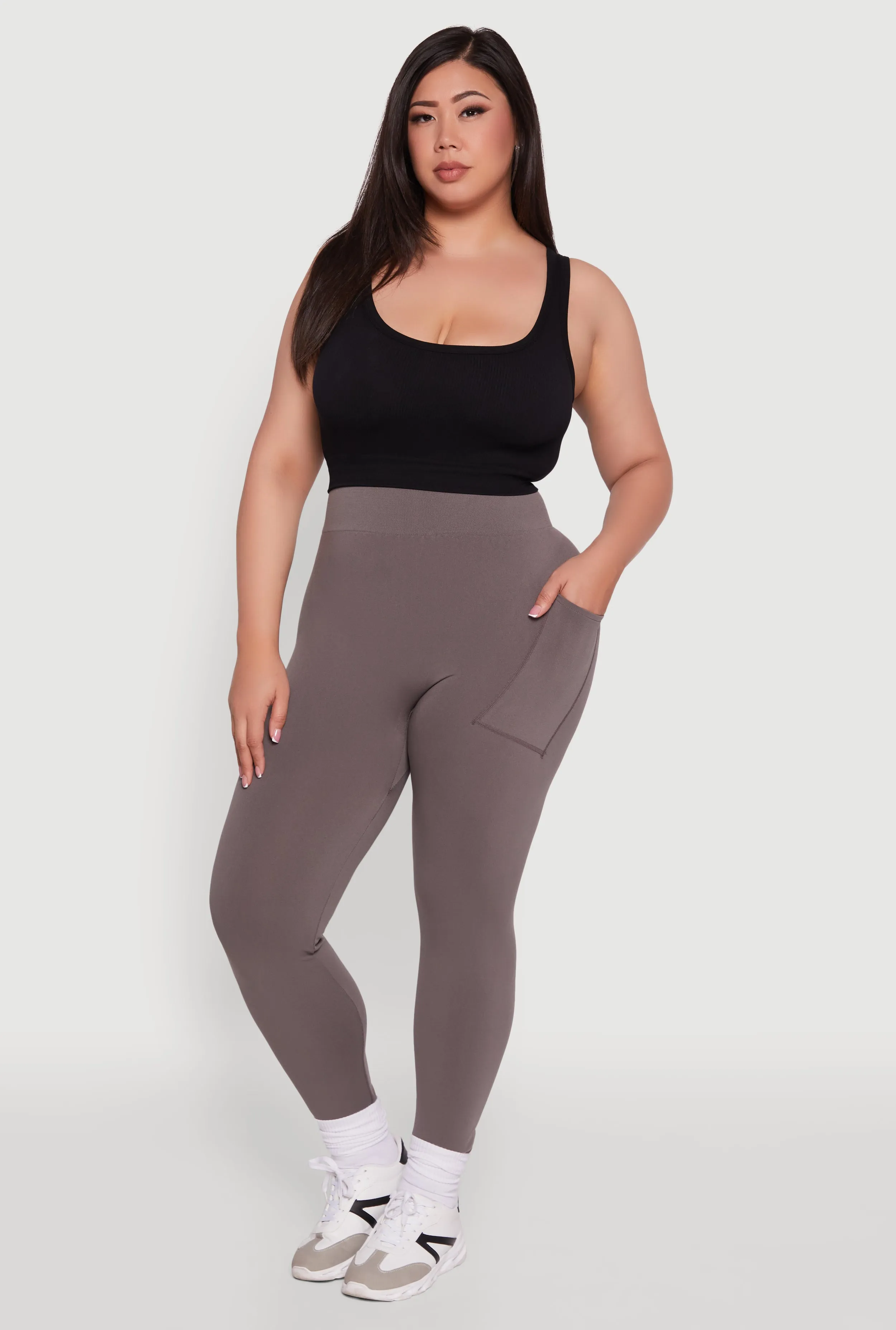 Plus Size High Waist Leggings with Cell Phone Pocket sold by Rainbow