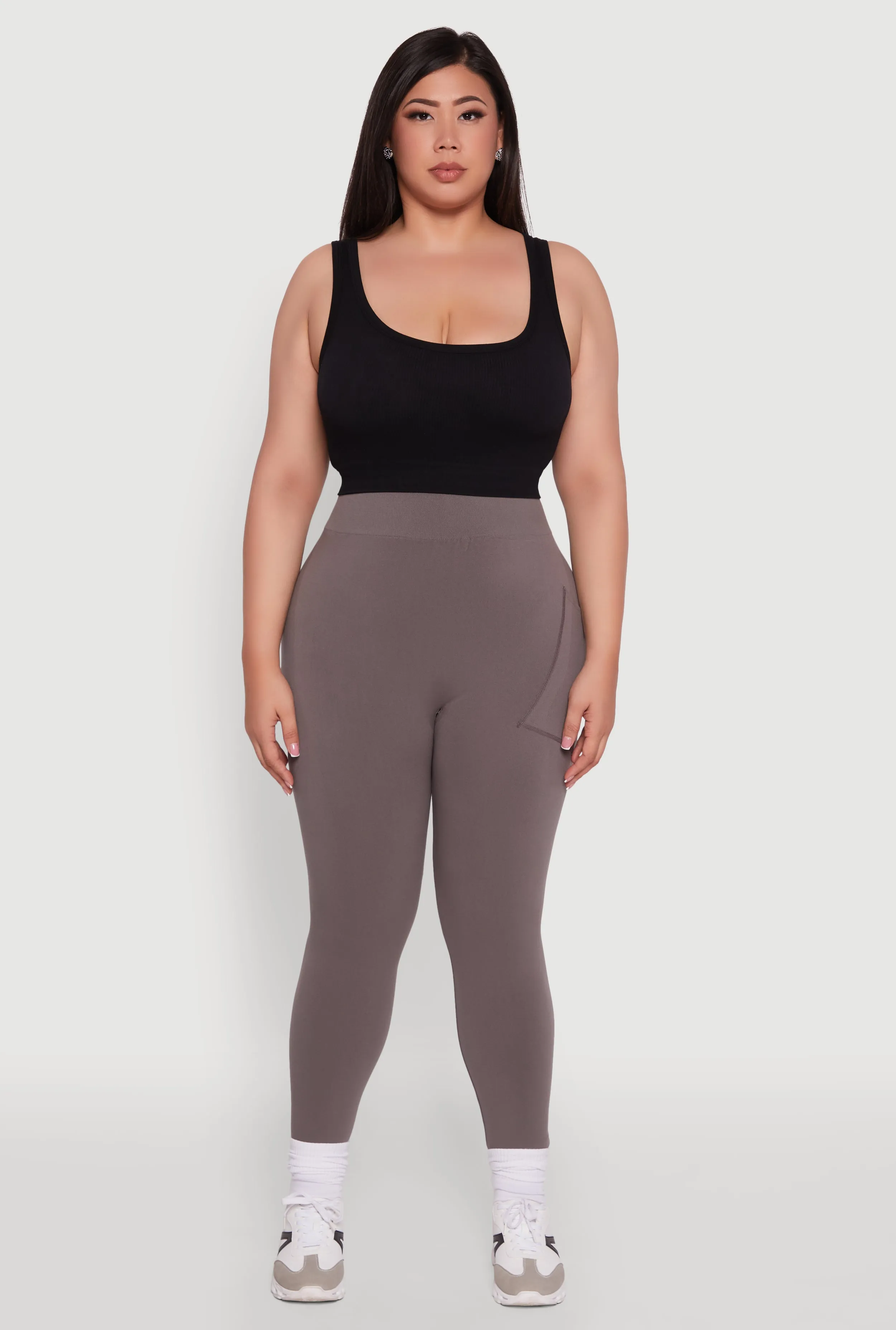 Plus Size High Waist Leggings with Cell Phone Pocket sold by Rainbow product image thumbnail 2