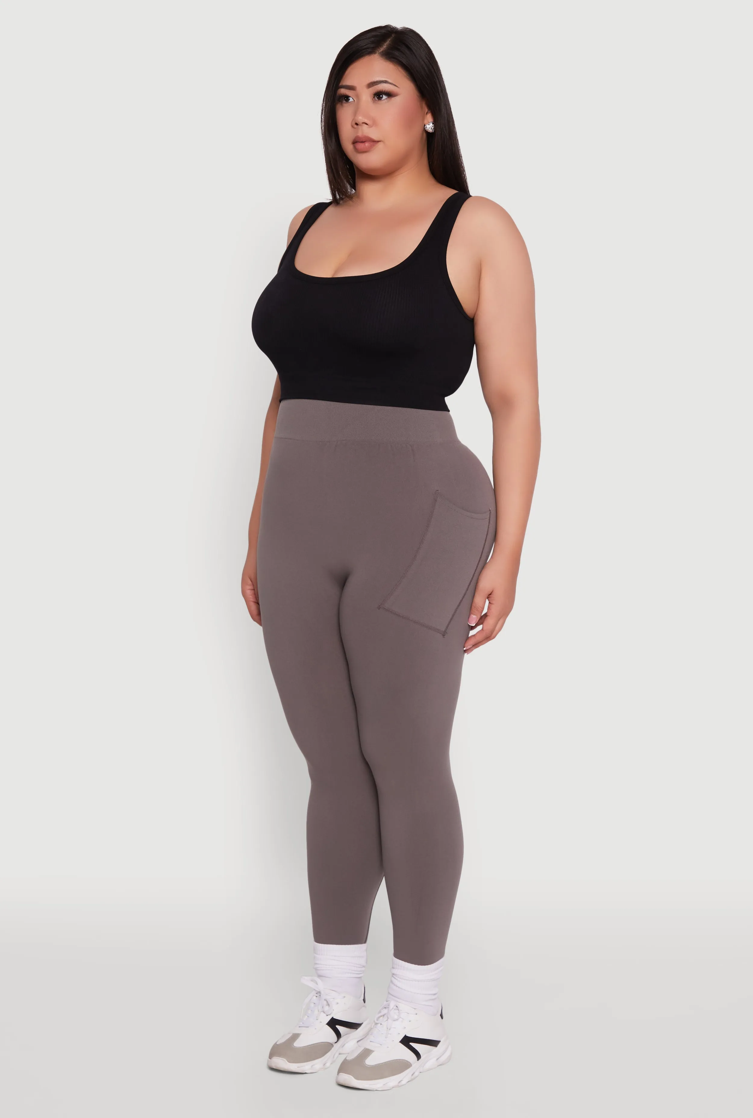 Plus Size High Waist Leggings with Cell Phone Pocket sold by Rainbow product image thumbnail 3