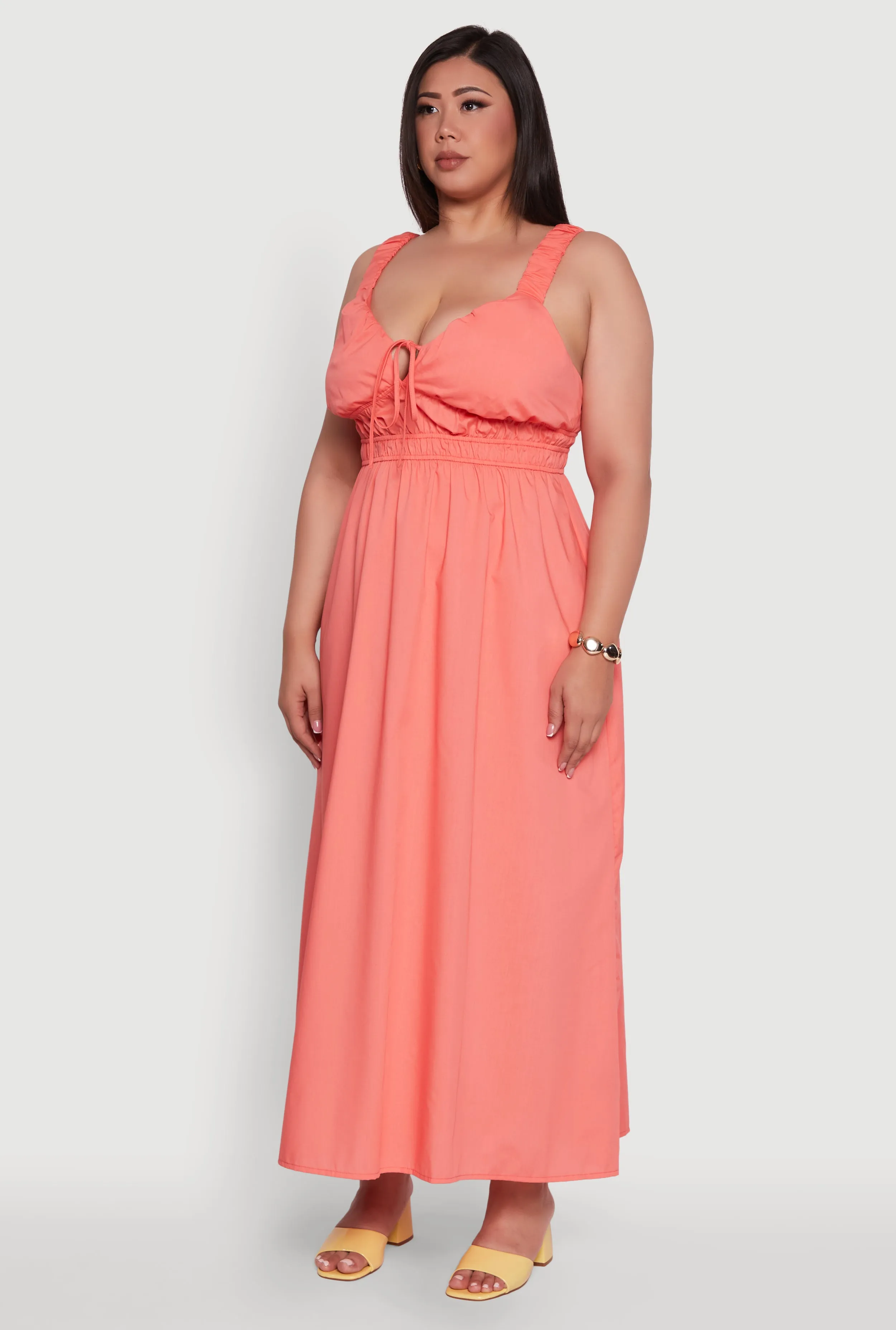 Plus Size Poplin Tie Front Maxi Dress sold by Rainbow product image thumbnail 3