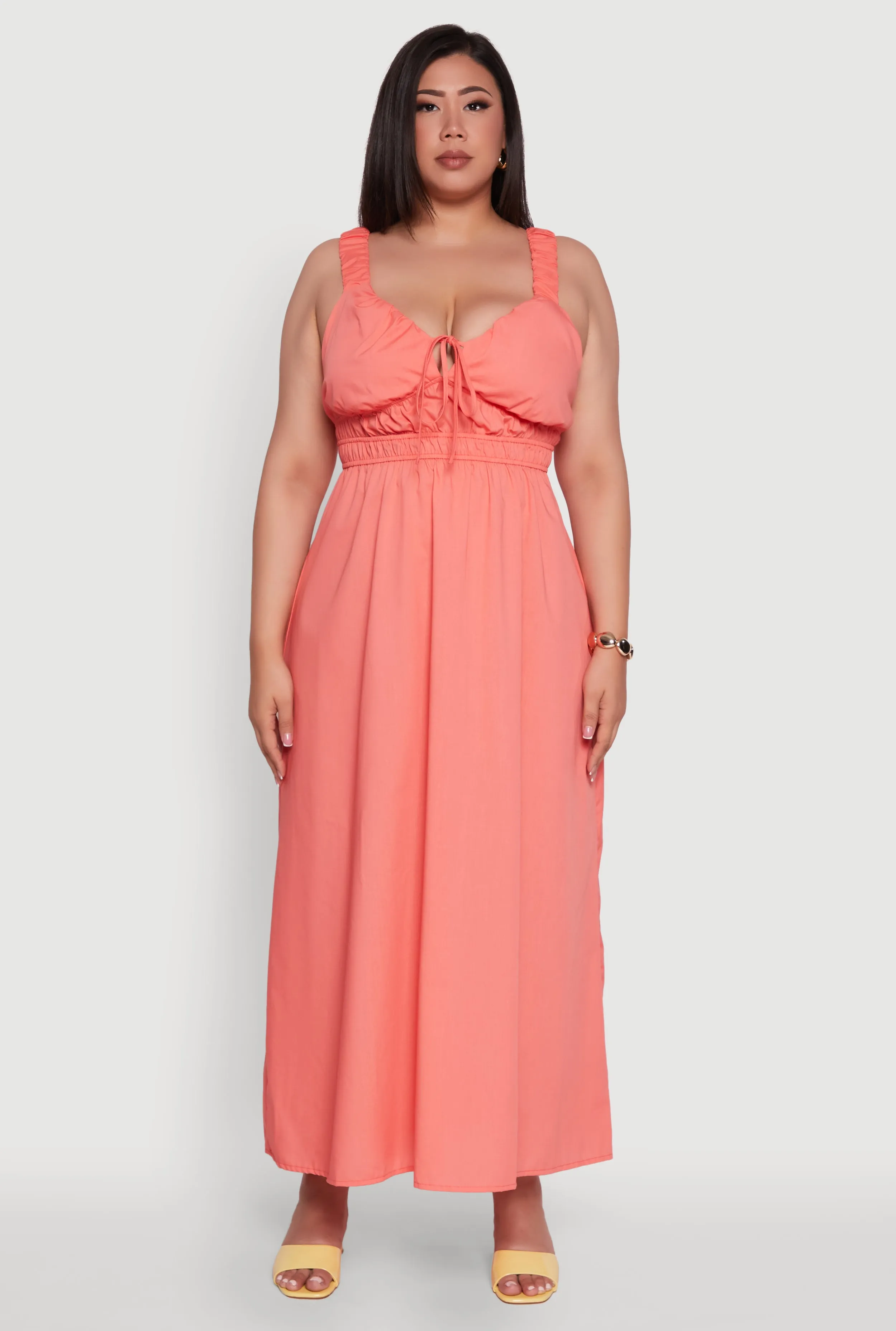 Plus Size Poplin Tie Front Maxi Dress sold by Rainbow product image thumbnail 2