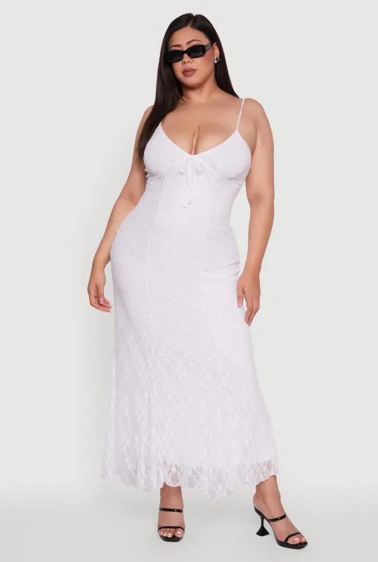 Plus Size Sleeveless Lace Overlay Maxi Dress sold by Rainbow