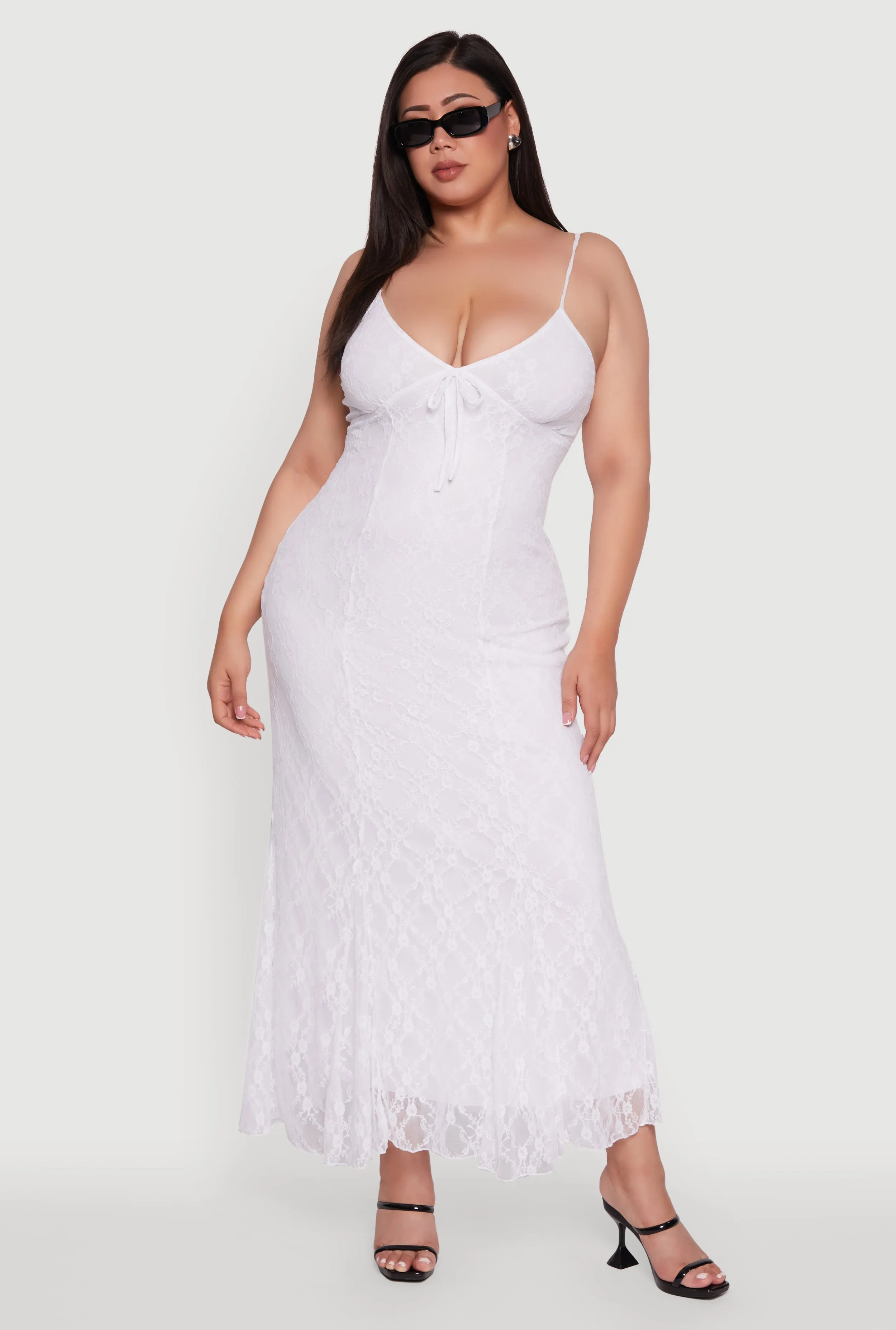 Plus Size Sleeveless Lace Overlay Maxi Dress sold by Rainbow