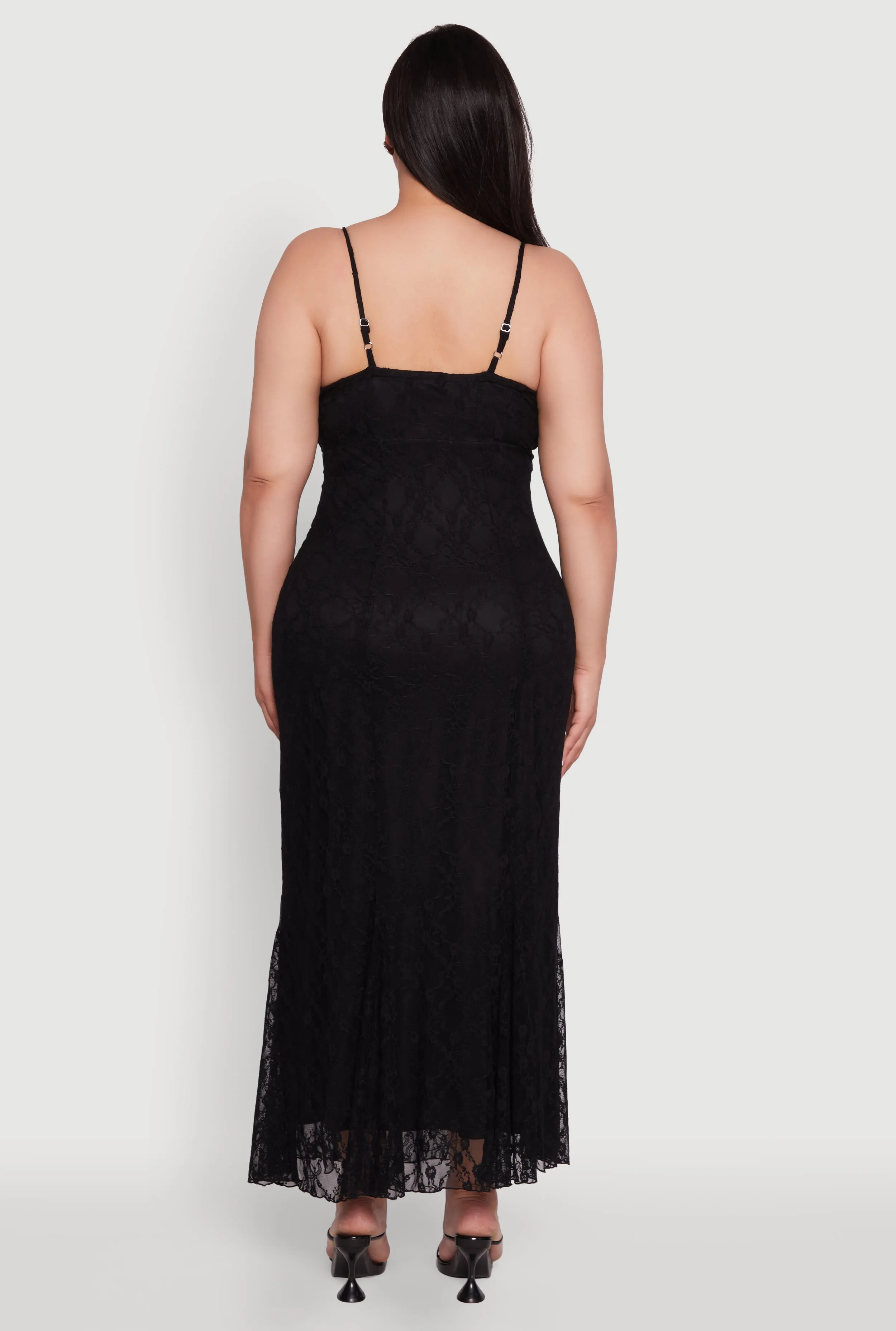 Plus Size Sleeveless Lace Overlay Maxi Dress sold by Rainbow product image thumbnail 5