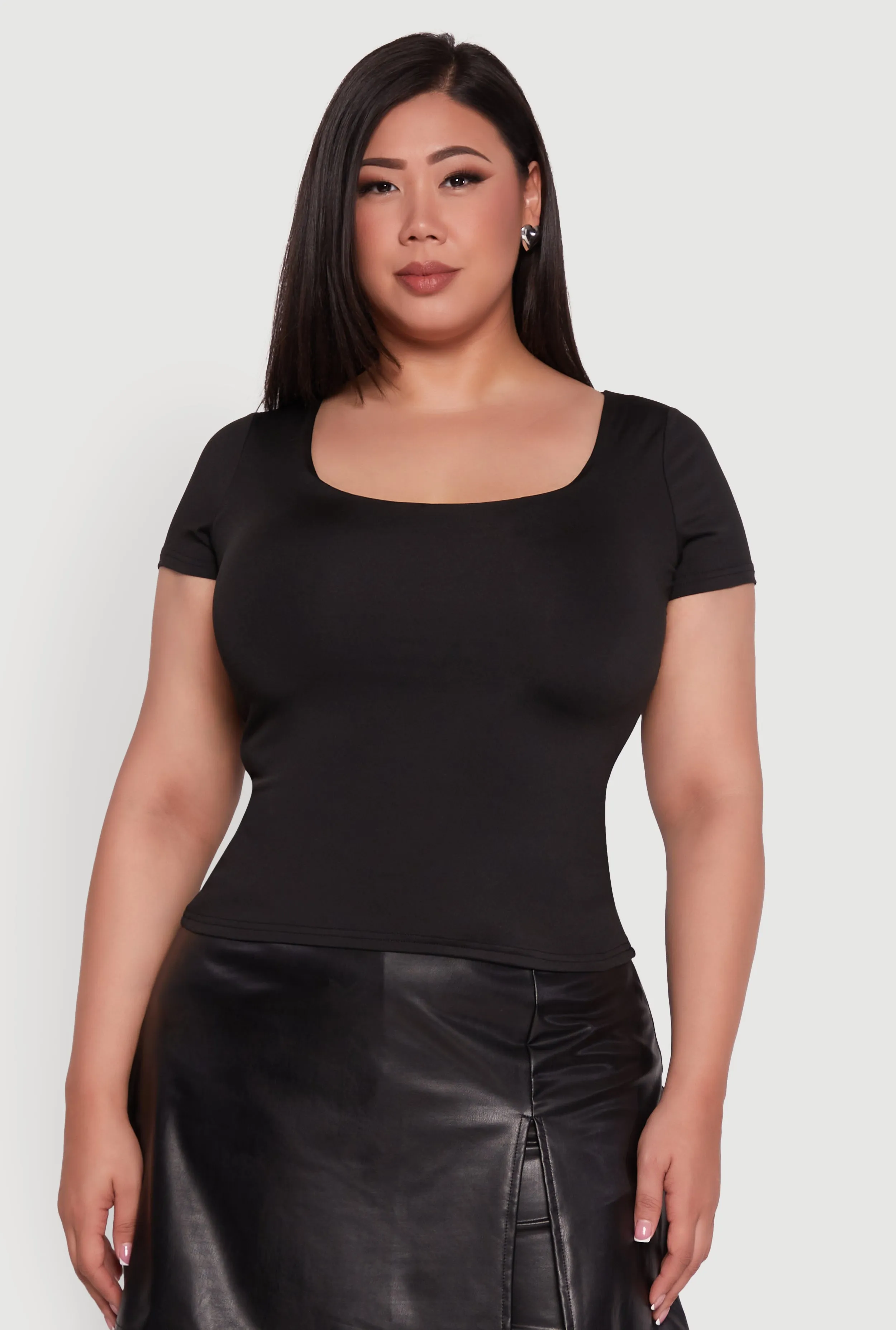 Plus Size Daisy Classic Fit Solid Scoop Neck T-Shirt sold by Rainbow product image thumbnail 2