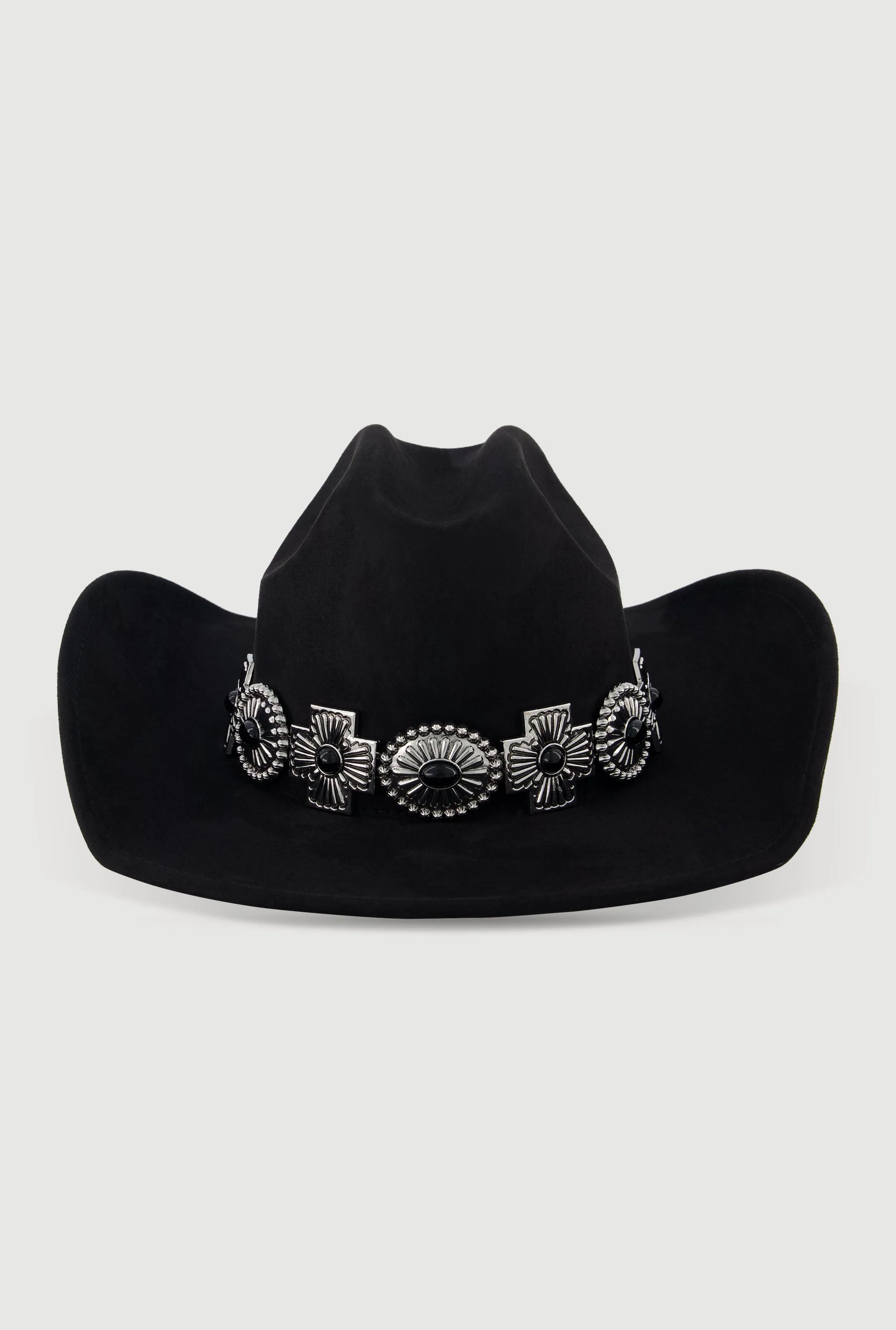 Chic Faux Suede Metallic Cross Cowboy Hat sold by Rainbow product image thumbnail 3