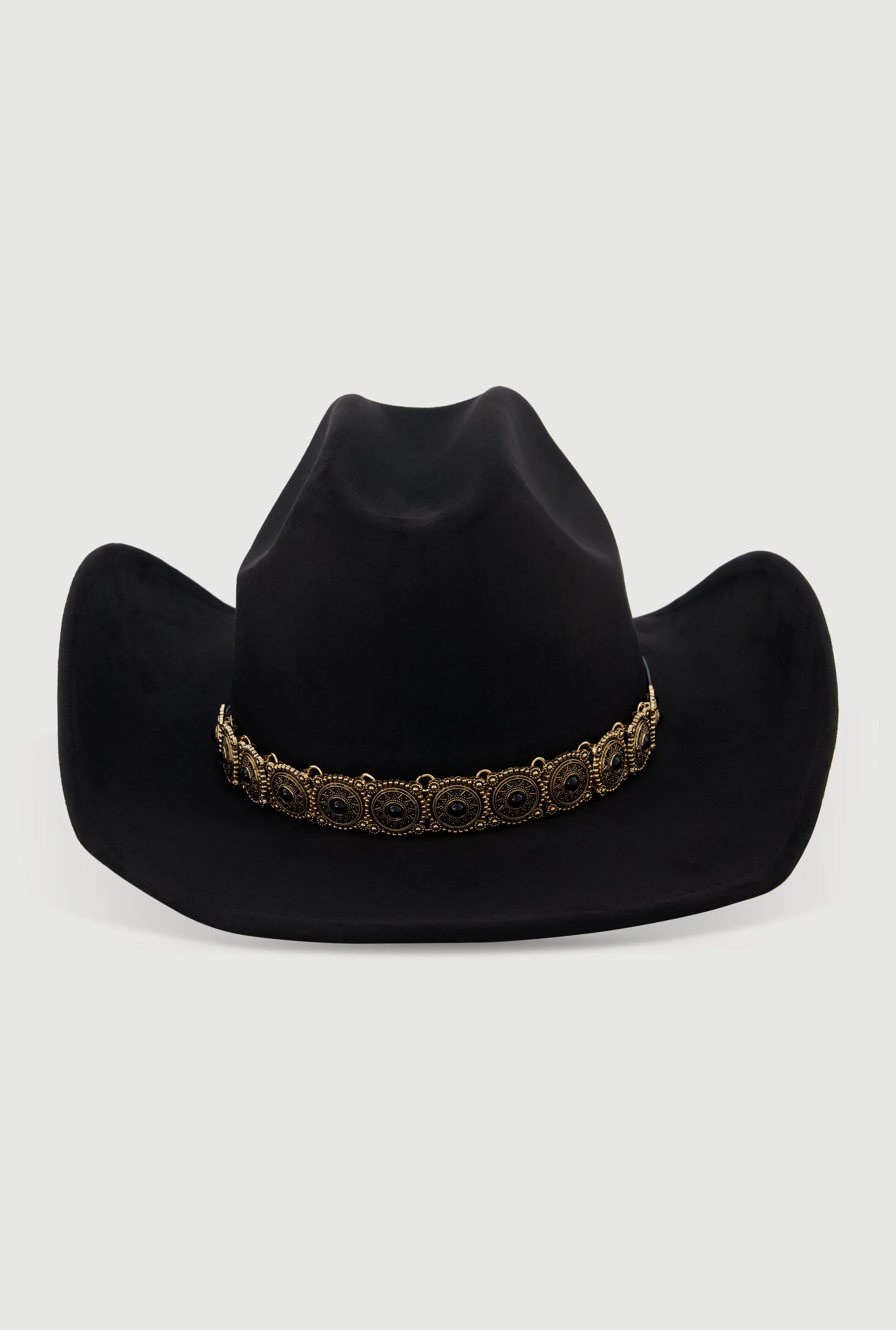 Faux Suede Metallic Boho Trim Cowboy Hat sold by Rainbow product image thumbnail 3