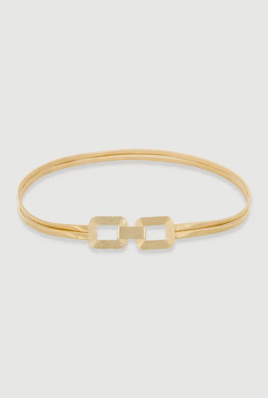 Metallic Chain Detail Double Layer Stretch Belt sold by Rainbow