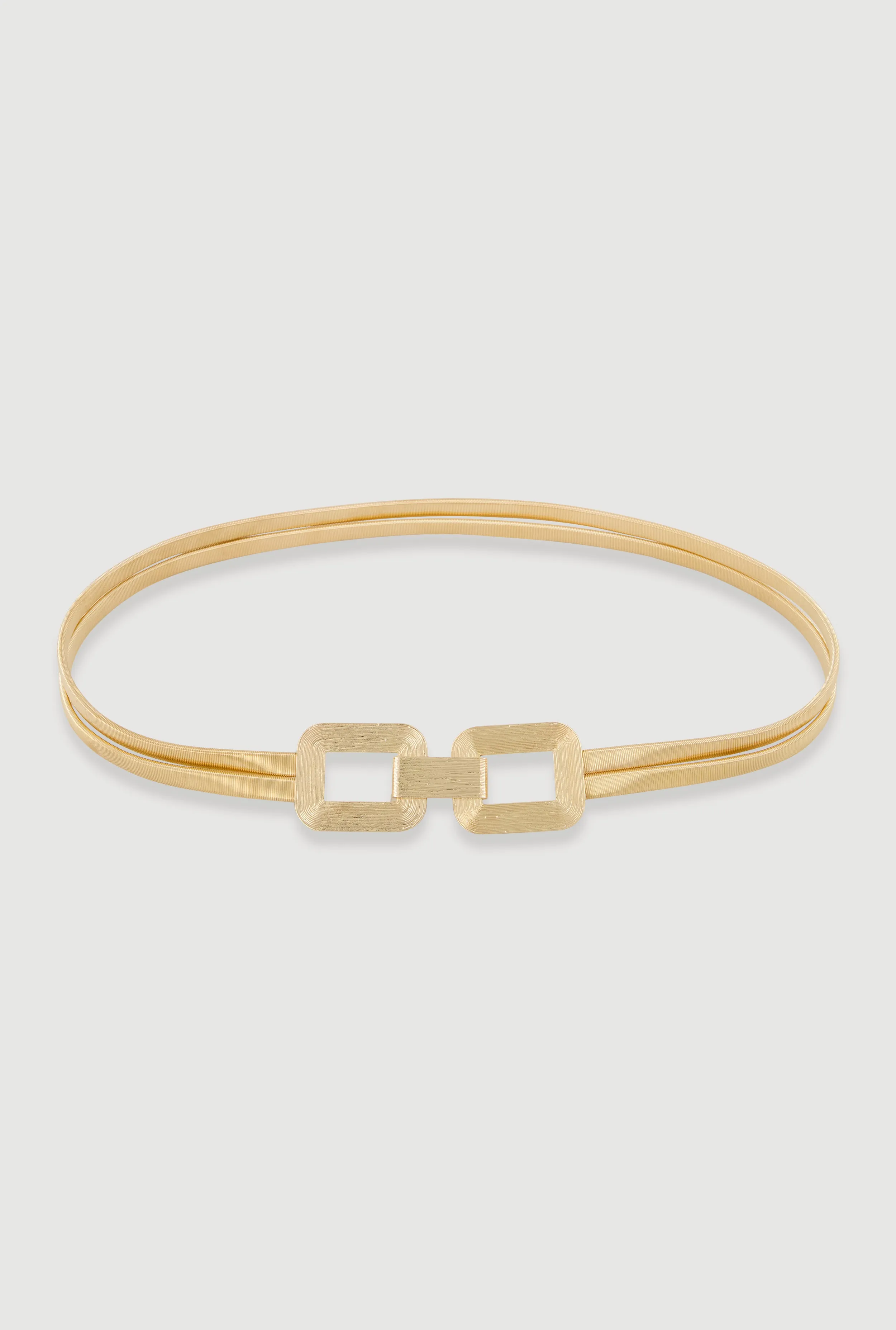 Metallic Chain Detail Double Layer Stretch Belt sold by Rainbow