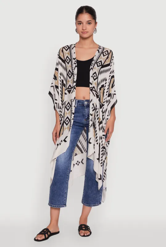 Trendy Aztec Kimono Cover Up sold by Rainbow