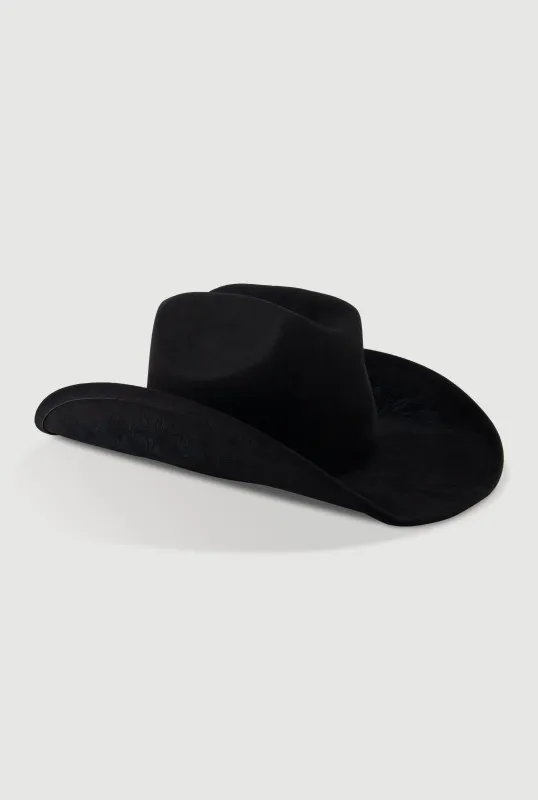 Faux Suede Floral Embroidered Cowboy Hat sold by Rainbow