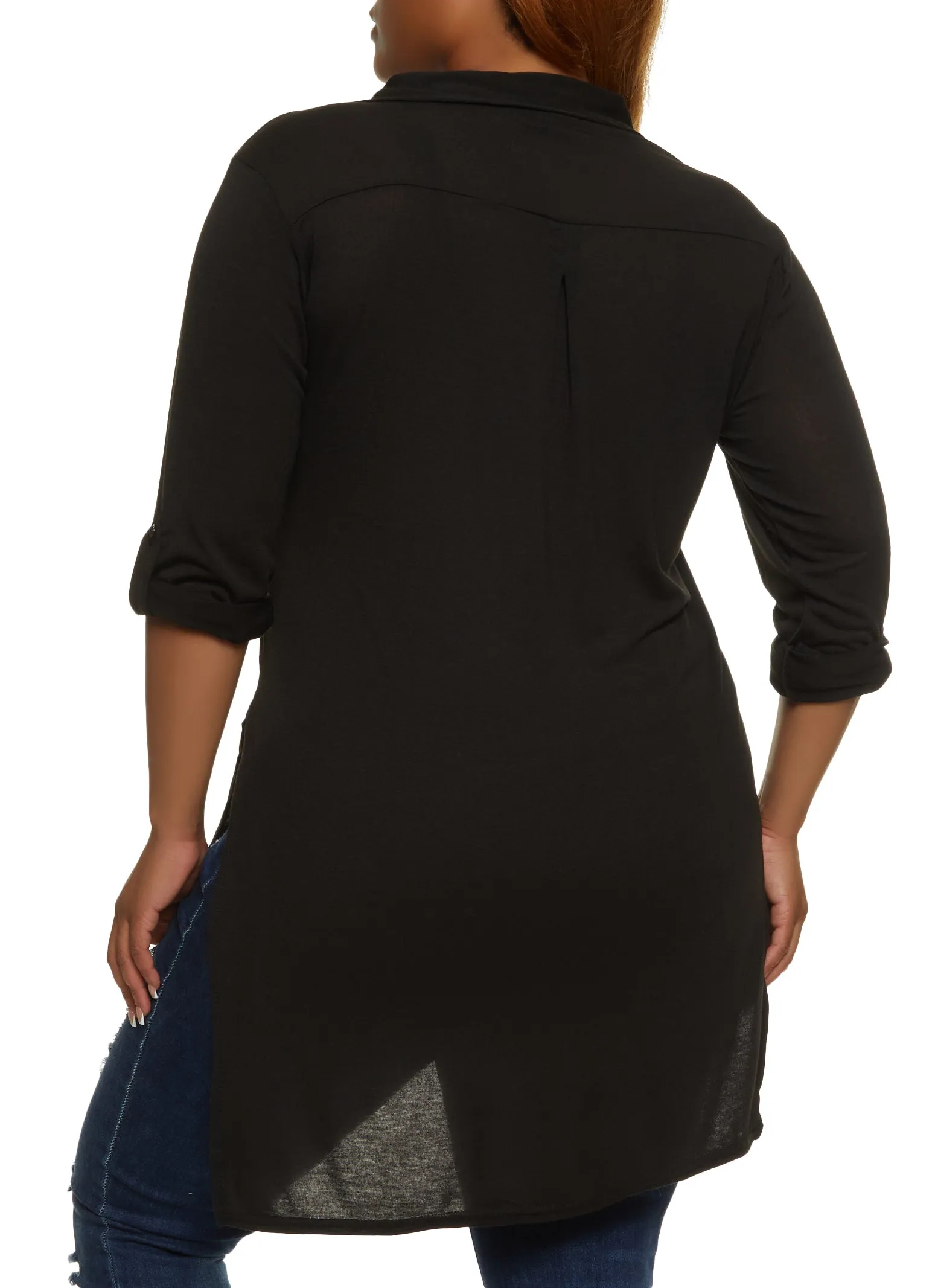 Plus Size Tie Front High Low Shirt sold by Rainbow product image thumbnail 2