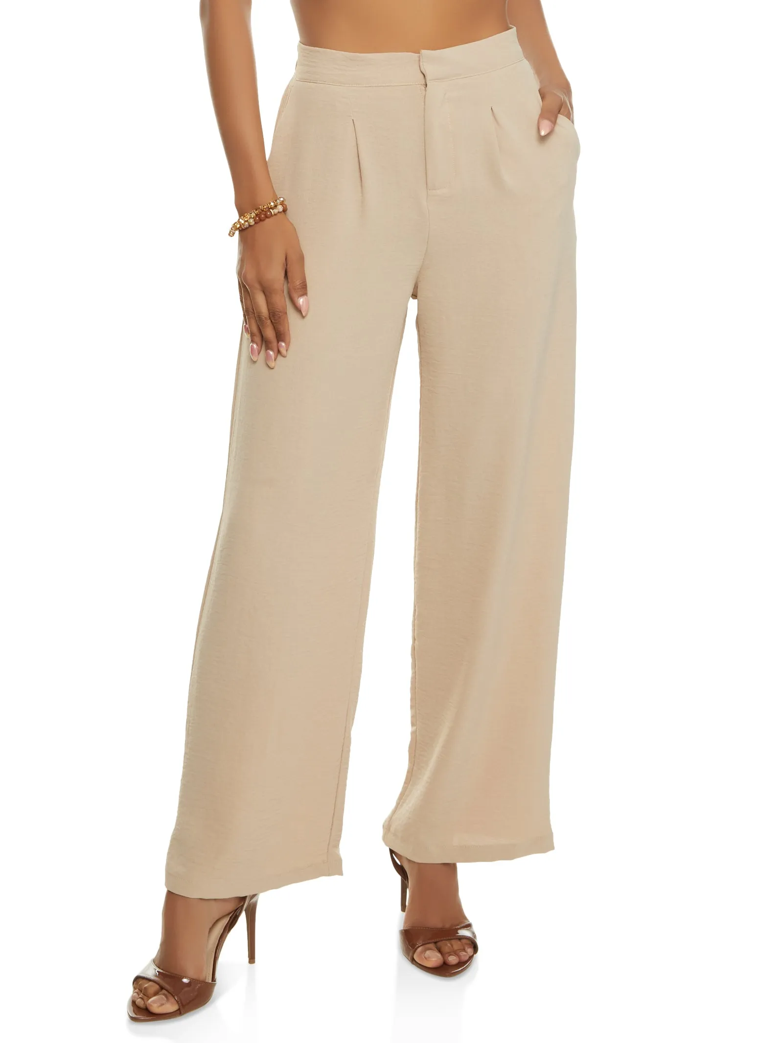 Linen High Waist Wide Leg Pants sold by Rainbow